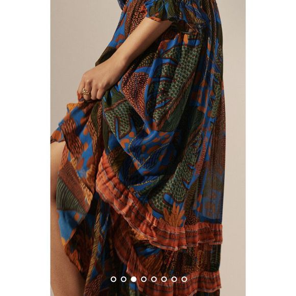 New Anthropologie x Farm Rio Puff Sleeve Maxi Dress sz XS - Picture 3 of 7